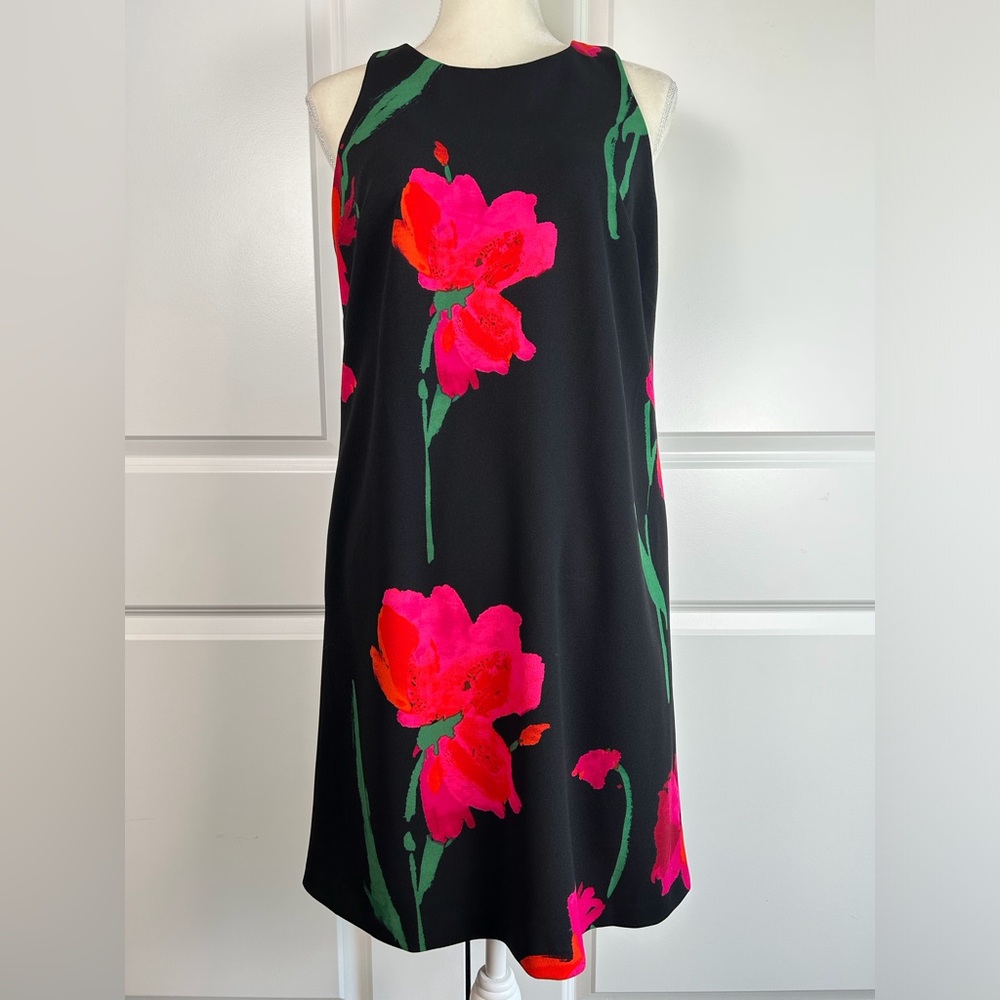 Lauren Ralph Lauren A Line Dress Women Black Bright Floral Party Classic SZ 10